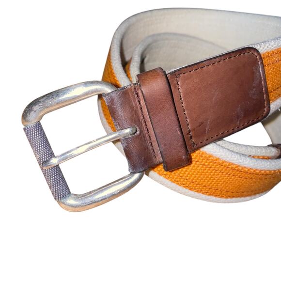 Men’s Cole Haan Size 36 Canvas Belt with Leather Accent and Solid Brass Hardware - Picture 2 of 15